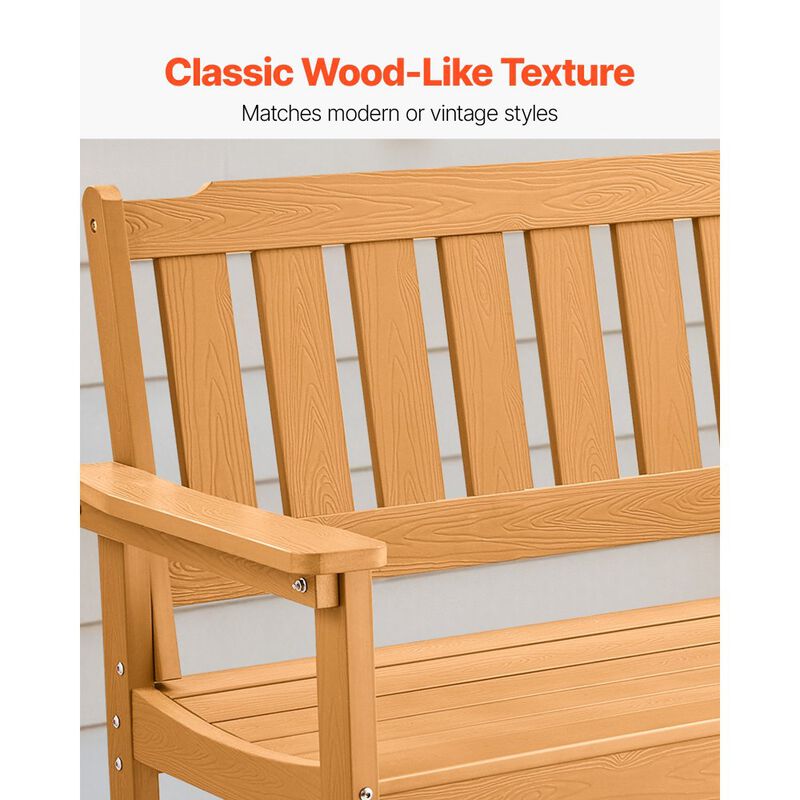 Patio Garden Bench for 2-3 Persons, Weatherproof Frame with Armrests image number 7