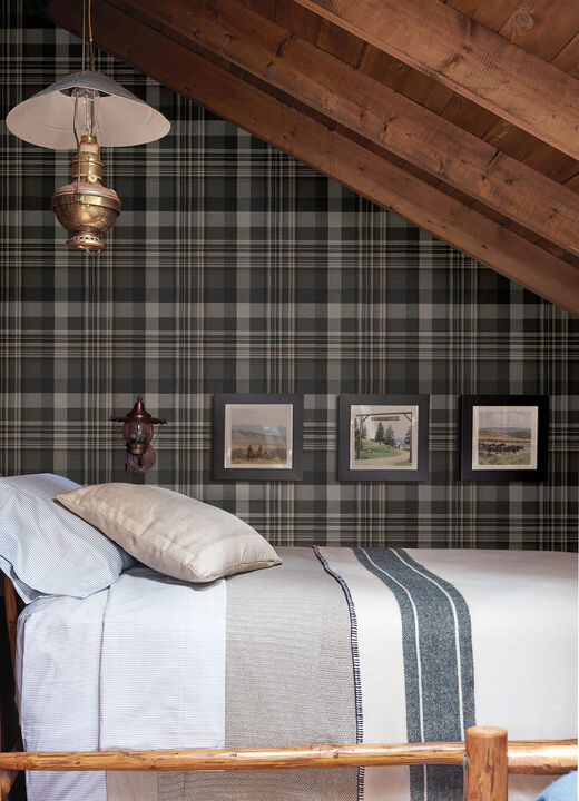 Dutton Plaid Charcoal Wallpaper (Set of 2)