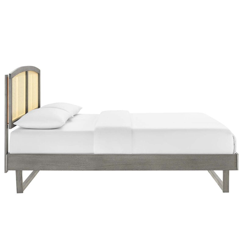 Modway - Sierra Cane and Wood Queen Platform Bed with Angular Legs
