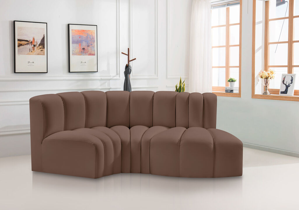 Meridian Furniture Arc Brown Vegan Leather Modular Sofa