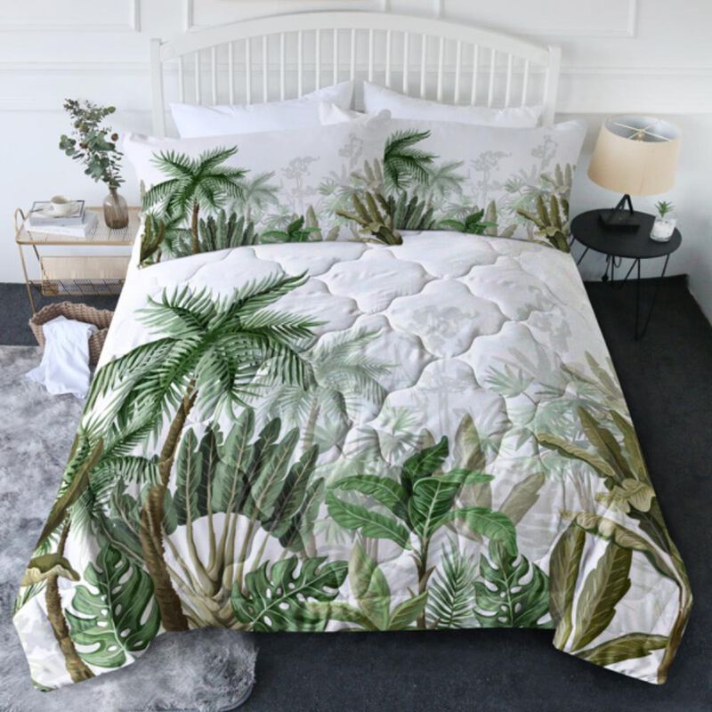 3-Piece Coconut Tree Comforter Set Tropical Palm Tree Bedding for a Relaxing Coastal Vibe image number 1