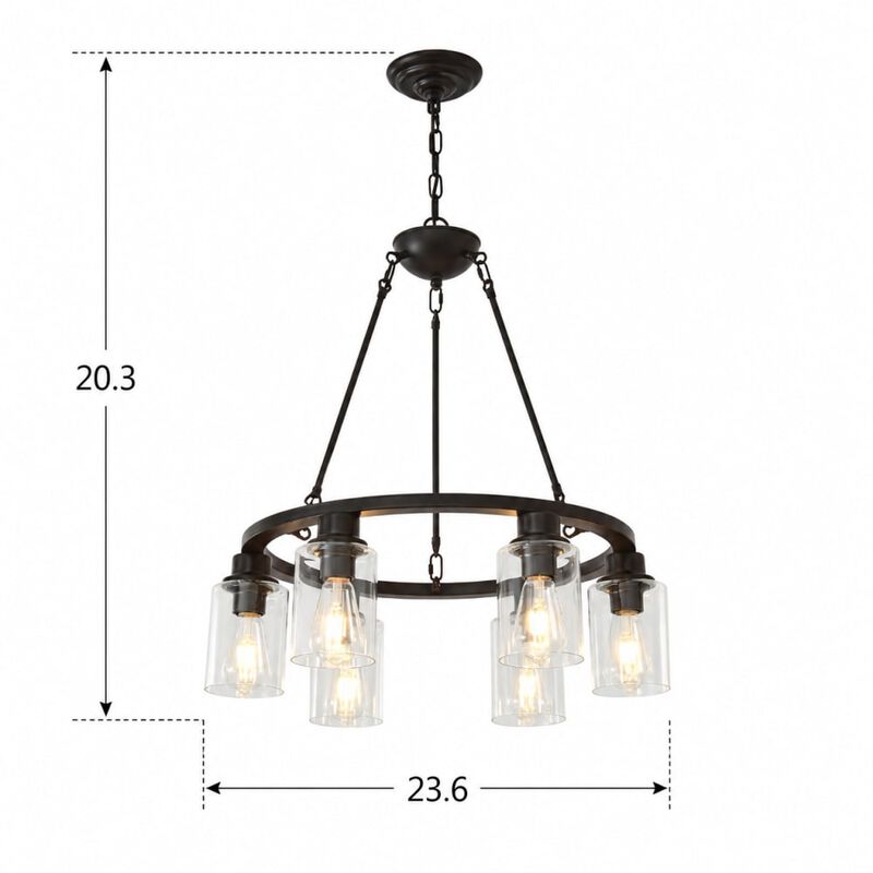 8-Light Adjustable Height Wagon Wheel Chandelier image number 1
