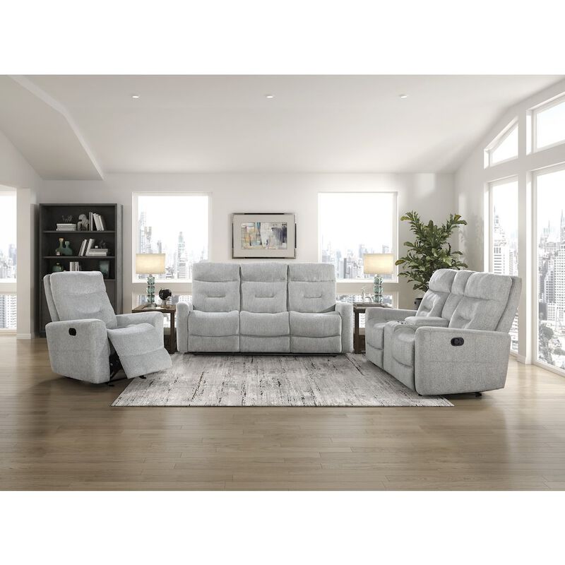 Lexicon Lyndon Chenille Double Reclining Love Seat With Center Console In Gray