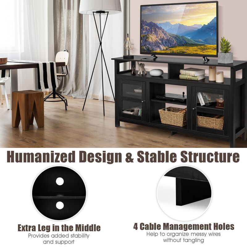 Hivvago 58 Inch TV Stand Console Center with 2 Cabinets and Open Shelf image number 6