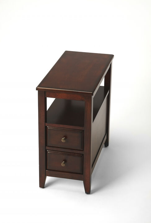 Hivvago 24 Inch Dark Brown Manufactured Wood End Table With Two Drawers And Shelf