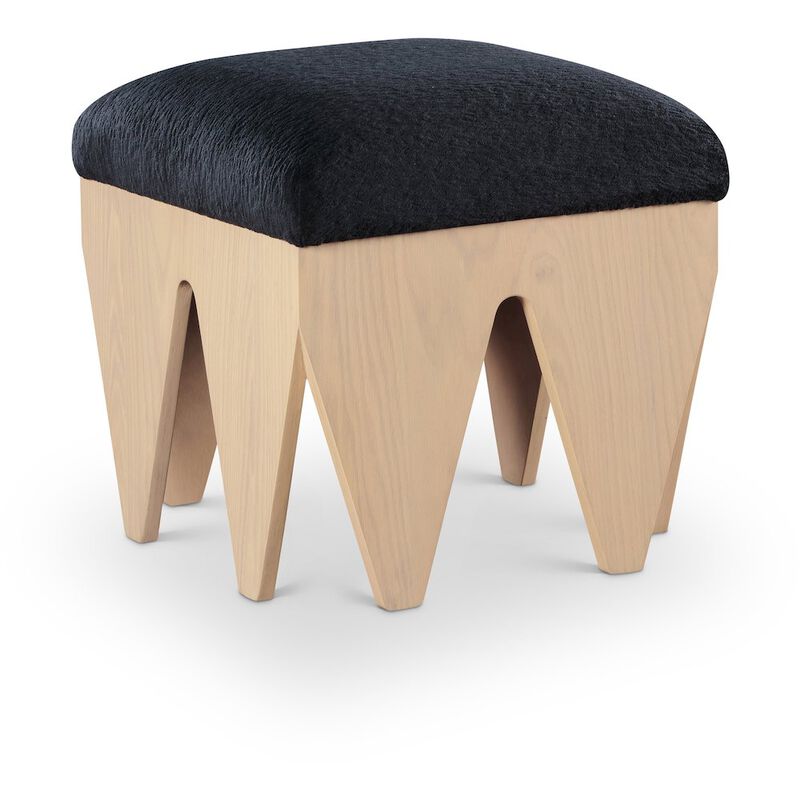 Meridian Furniture Altair Black Velour Fur Fabric Bench