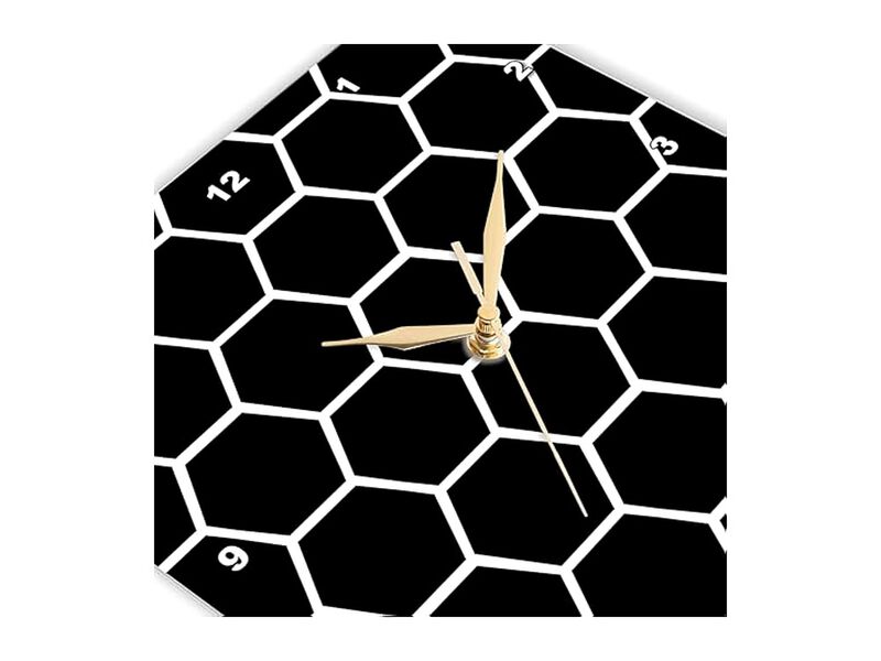 Black White Honeycomb Hexagon Pattern Wall Clock 10 Inch Home Decor image number 3