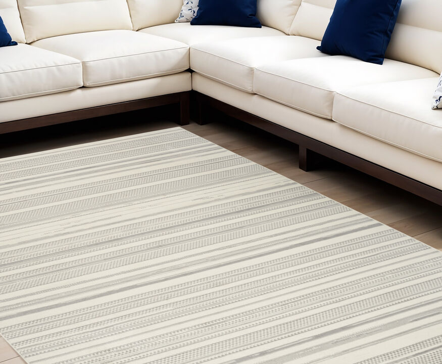 HomeRoots Striped Power Loom Area Rug