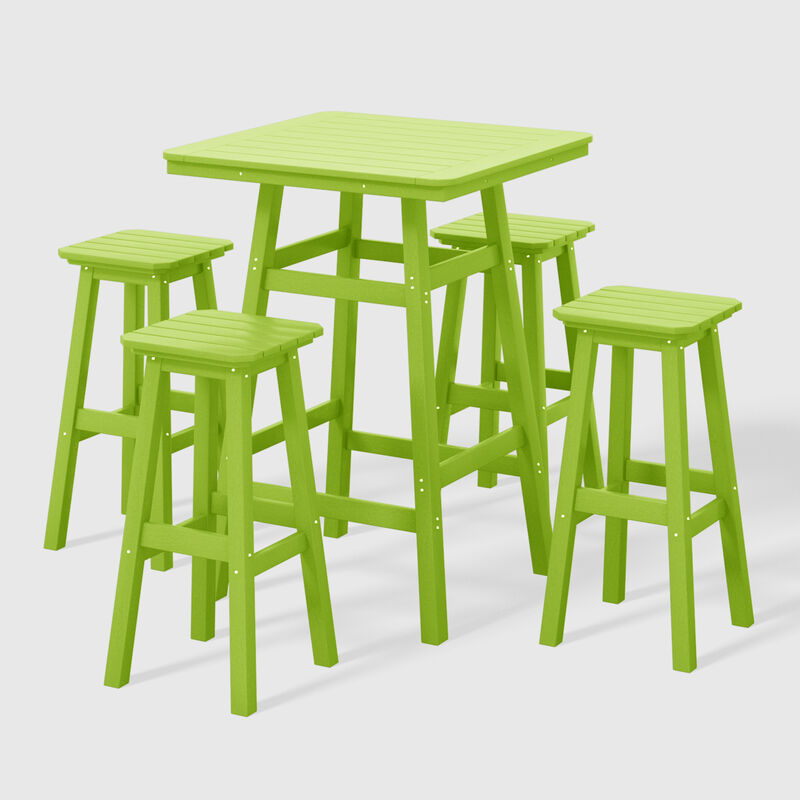 WestinTrends 5-Piece HDPE Outdoor Patio Dining Bar Bistro Table Set with Bar Stools image number 0