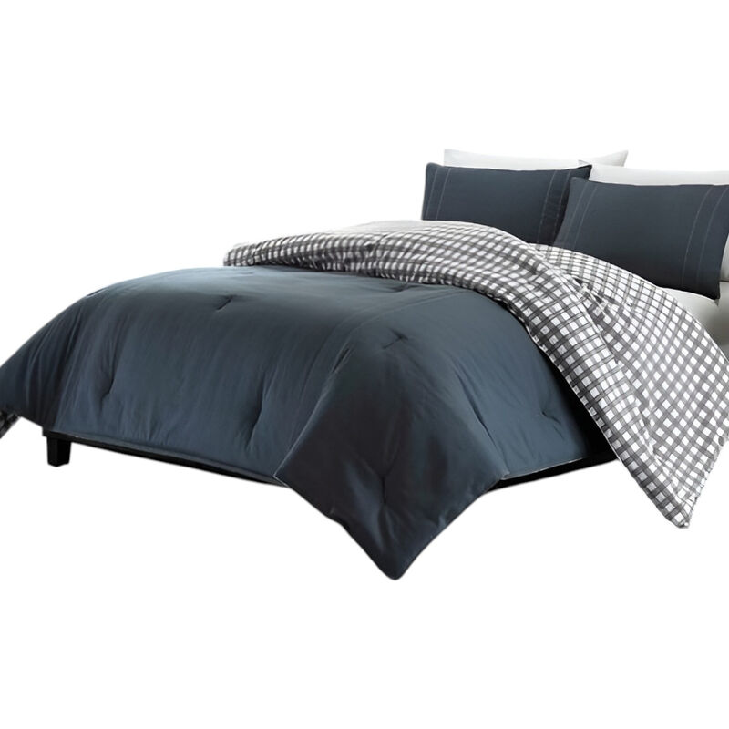 100% Cotton Reverse Plaid Comforter Set – Stylish and Soft Bedding for Any Room