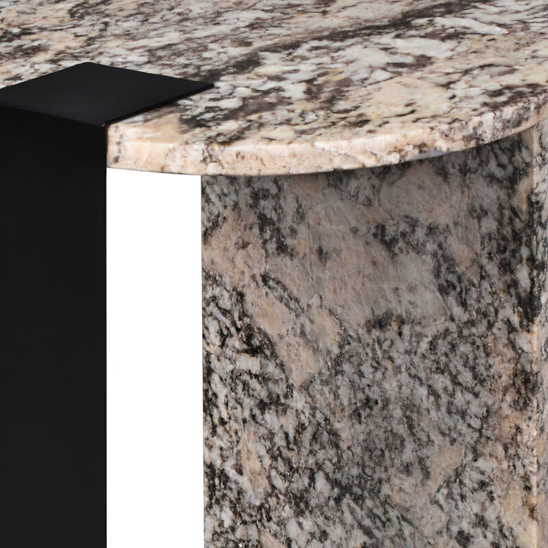 Lyra 17" Contemporary Natural Marble/Metal Handmade Round End Table