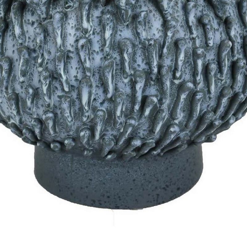 12 Inch Decorative Bowl with Drop Accents, Modern Style, Blue Ceramic - Benzara