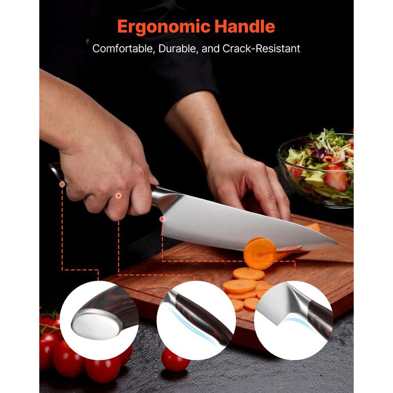 5 Piece Kitchen Knife Set, High Carbon Stainless Steel Cutlery with Ergonomic Handles image number 4
