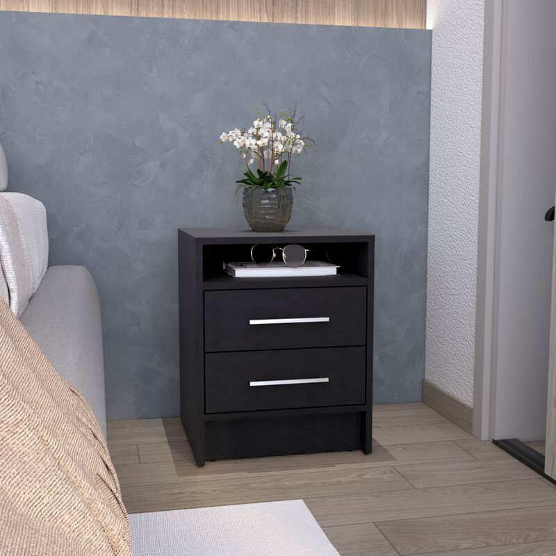 Leyva Nightstand 23.6" H, with 2 Drawers and 1 Shelf, Black