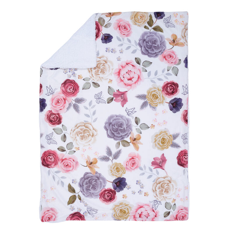 Lambs & Ivy Secret Garden Ultra-Soft Fleece/Minky Floral Baby Blanket