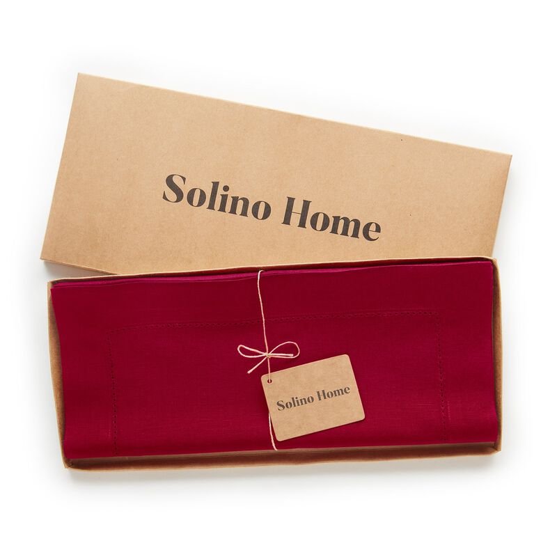 Solino Home Cotton Linen Hemstitch Table Runner &ndash; Handcrafted, Machine Washable, Perfect for Holiday and Everyday Dining