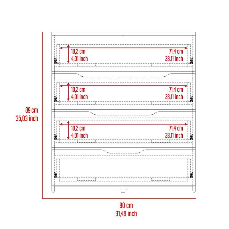 DEPOT E-SHOP Aralia Drawer Dresser-Four Drawers, Countertop-Black/Light Oak, For Bedroom