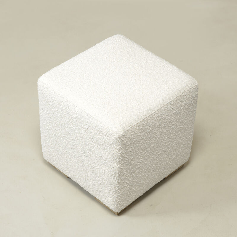KINWELL 18.5" W Square Boucle Upholstered Ottoman Entryway Footstool image number 8