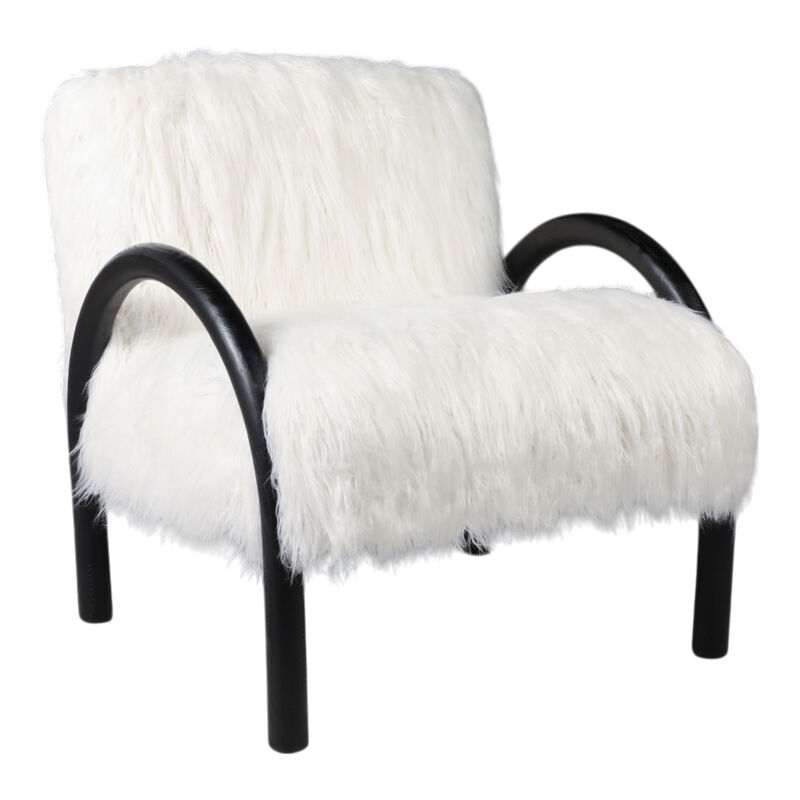 Curved Arm Furry Accent Chair image number 1