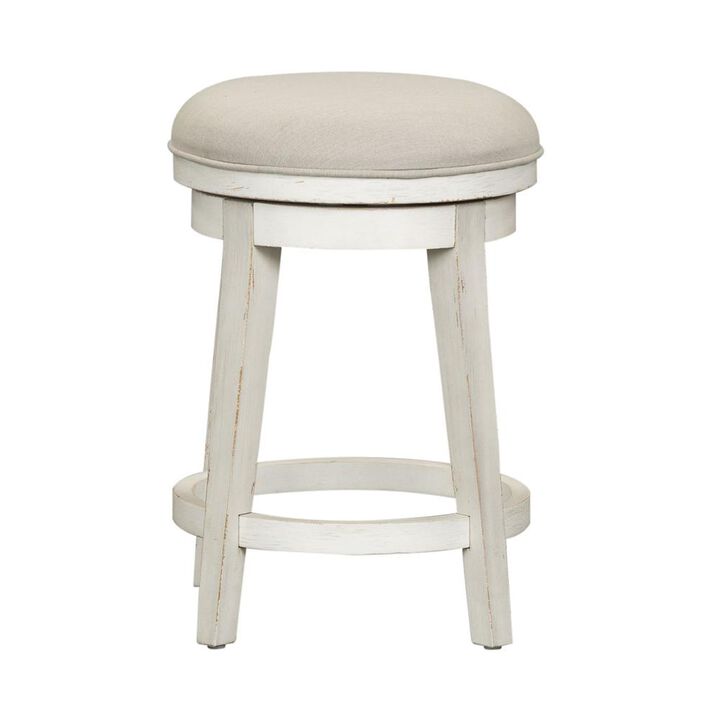 Liberty Furniture Modern Farmhouse Console Swivel Stool in Flea Market White w/ Heavy Distressing