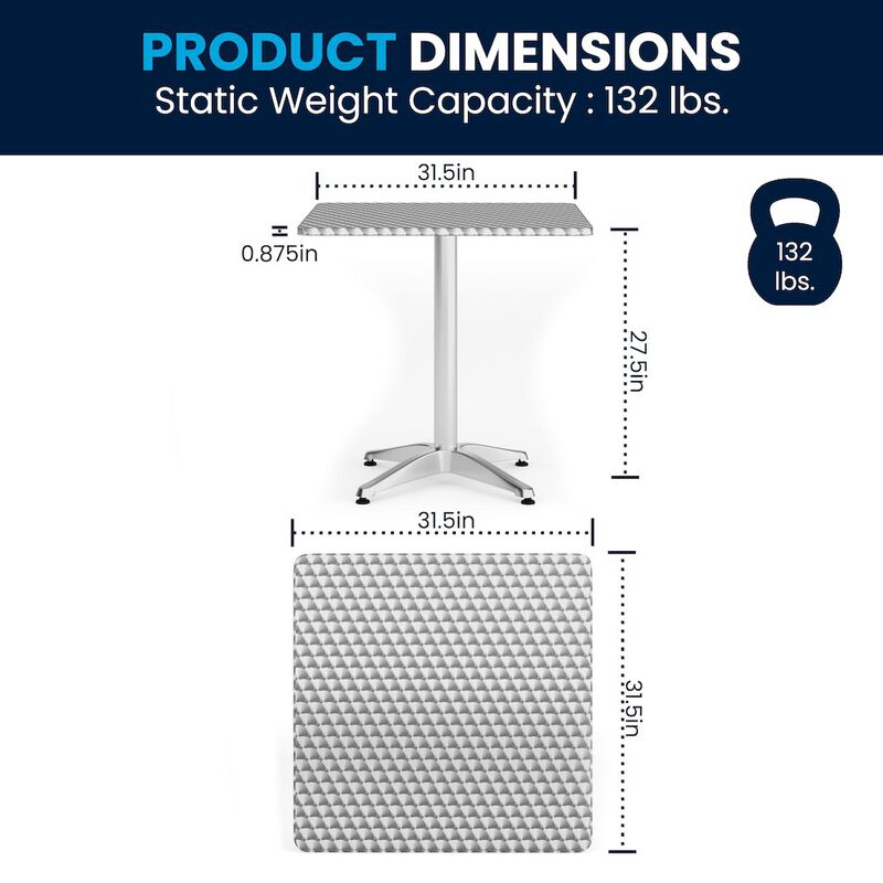 27.5SQ Aluminum Table Set image number 9
