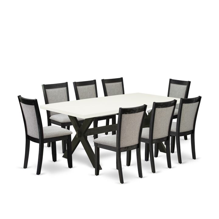 East West Furniture X627MZ606-9 9Pc Dining Room Set - Rectangular Table and 8 Parson Chairs - Multi-Color Color