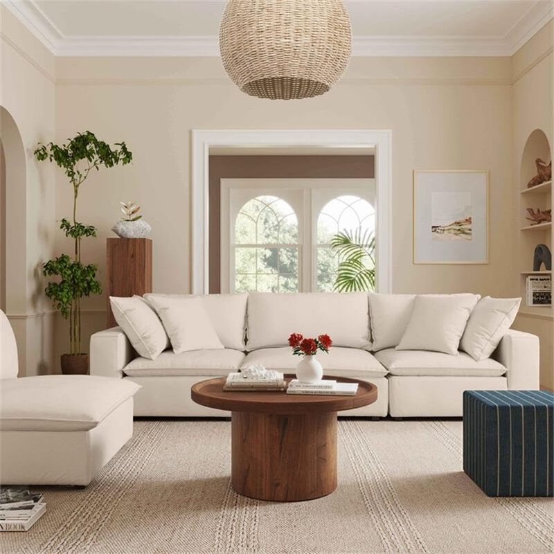 TOV Furniture Cali Natural Upholstered Armless Chair image number 1