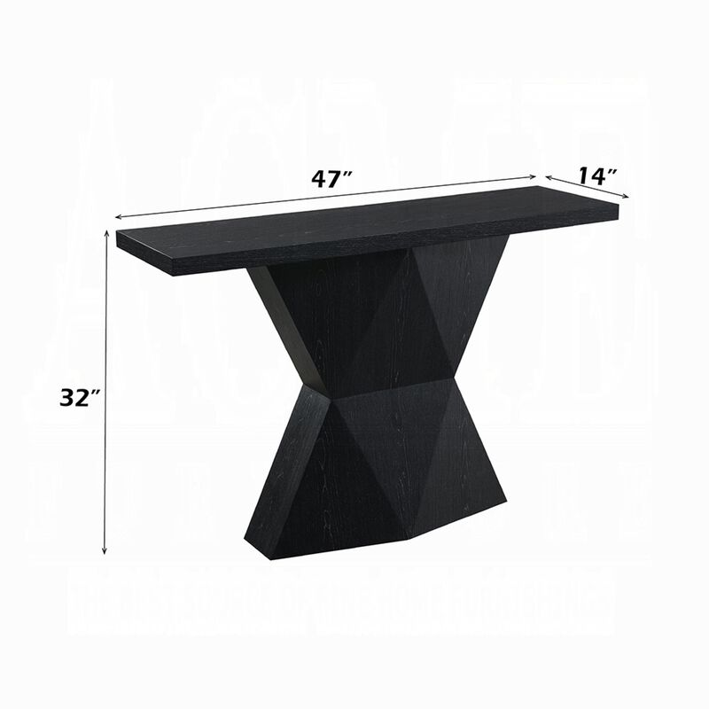 Kia Sofa Console Table, 47 Inch Top, Geometric Pedestal Base, Black image number 7