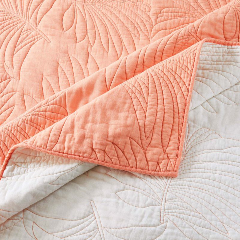 Greenland Home Fashions Palm Coast Finely Stitched Throw Blanket Classic Solid Color Style 50" x 60" Coral