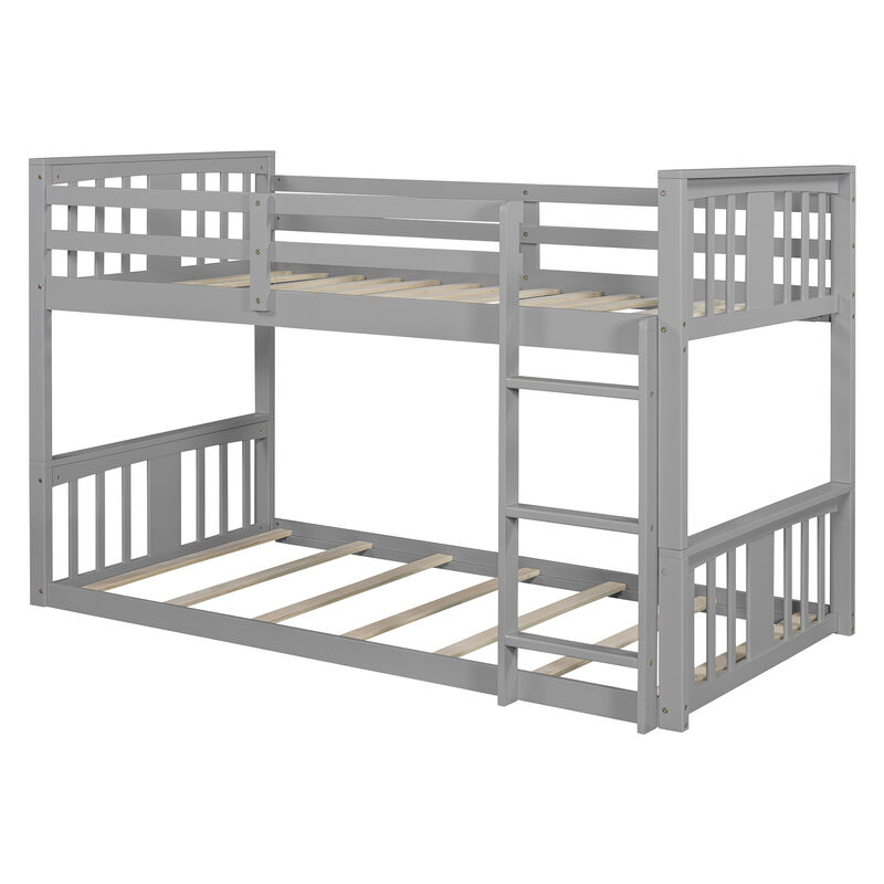 Whisen Twin Over Twin Bunk Bed with Ladder - White