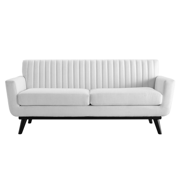 Engage Channel Tufted Fabric Loveseat White EEI-5461-WHI