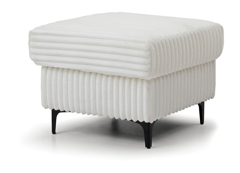 Houston White Square Polyester Upholstered Ottoman image number 1