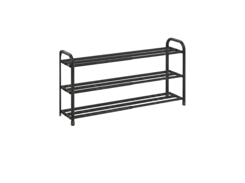 Entryway Metal Shoe Organizer 3 Tier Adjustable Shelves Closet Storage Black
