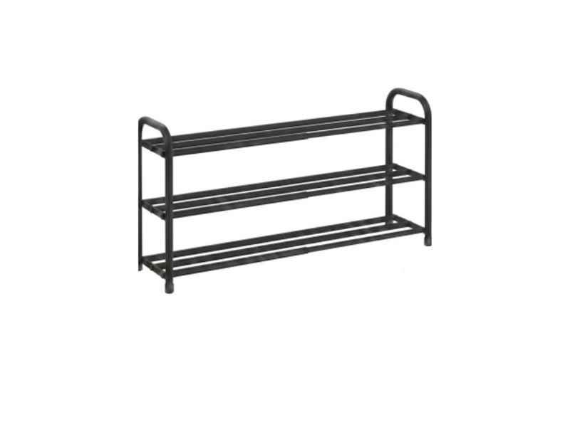 Entryway Metal Shoe Organizer 3 Tier Adjustable Shelves Closet Storage Black image number 0