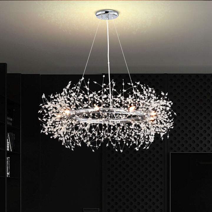Ivy 9-Light Chrome Clear Beads Firework Chandelier
