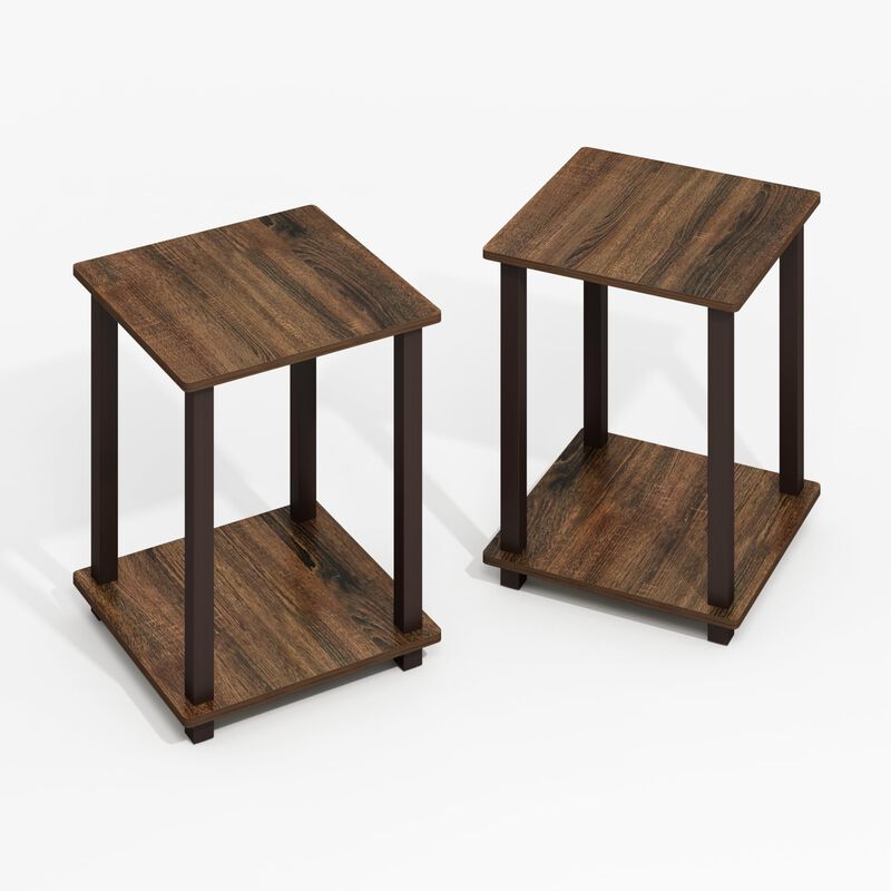 Furinno Simplistic End Table, Set of Two, Black Walnut/Brown
