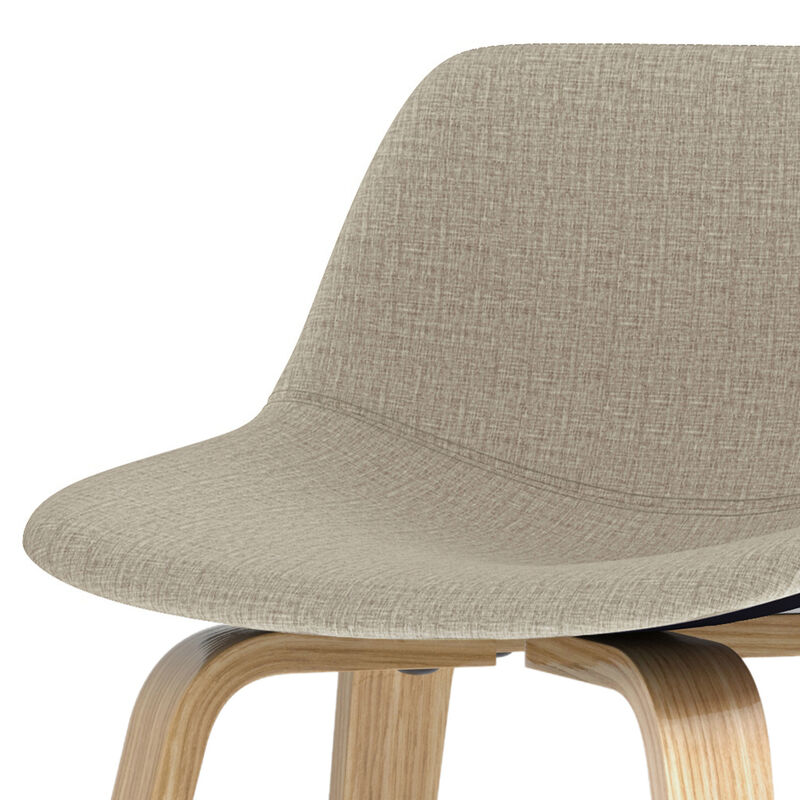 Randolph Mid-Century Modern 28 inch Bentwood Counter/ Bar Height Stool (Set of 2) with Light Wood in Natural Polyeseter linen fabric