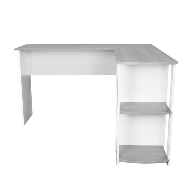 Modern L-Shaped Desk with Side Shelves, Grey image number 5