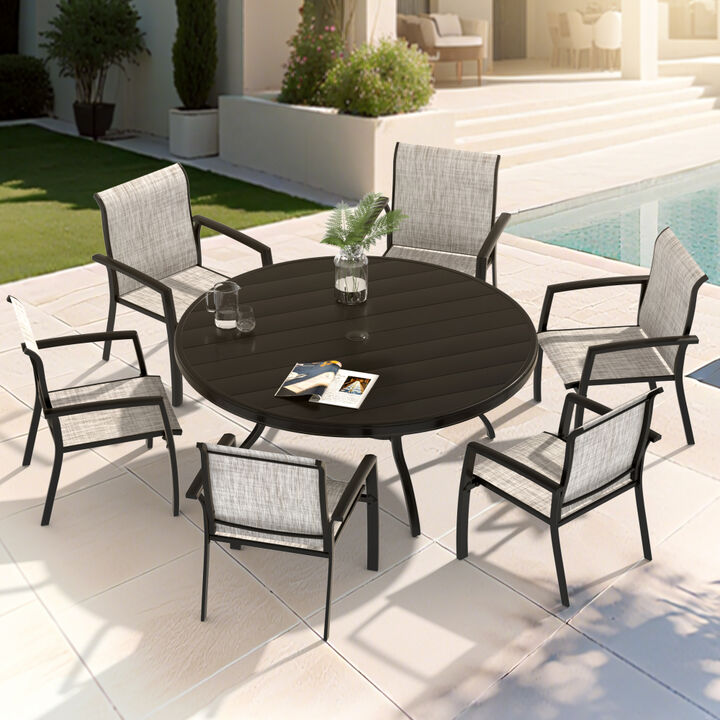 Slexse Outdoor Round Patio Dining Table