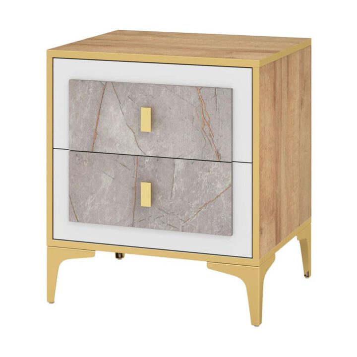 Hivvago Nightstand with 2 Pull-out Drawers for Living Room Bedroom