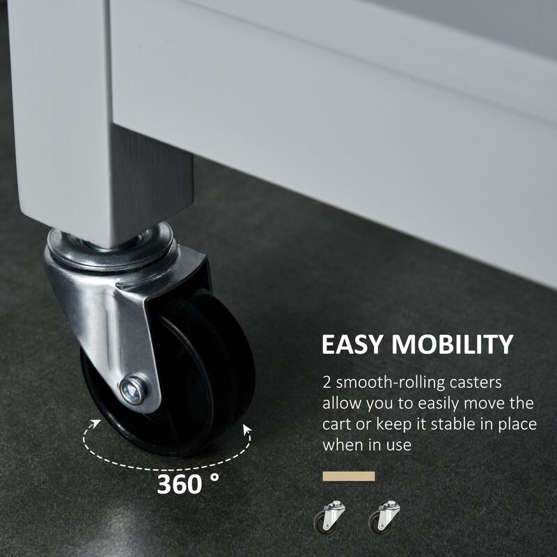 Gray Kitchen Helper: Storage Trolley with Wood Top and Ample Storage