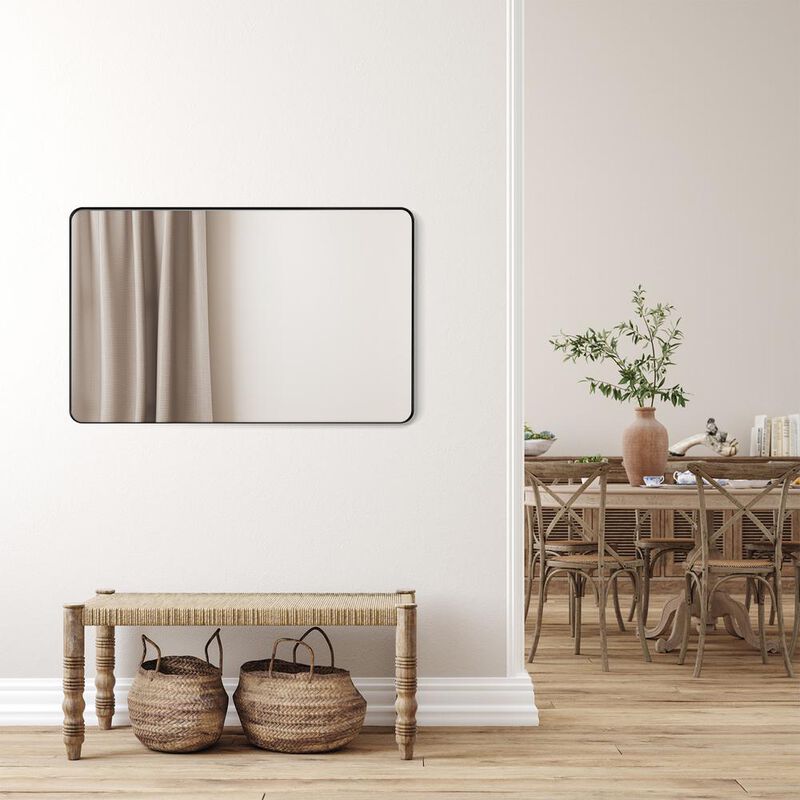 Altair Nettuno 48 Rectangle Bathroom/Vanity Matt Black Aluminum Framed Wall Mirror