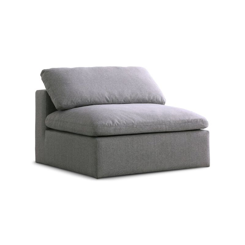 Meridian Furniture Serene Grey Linen Textured Fabric Deluxe Comfort Modular Armless Chair