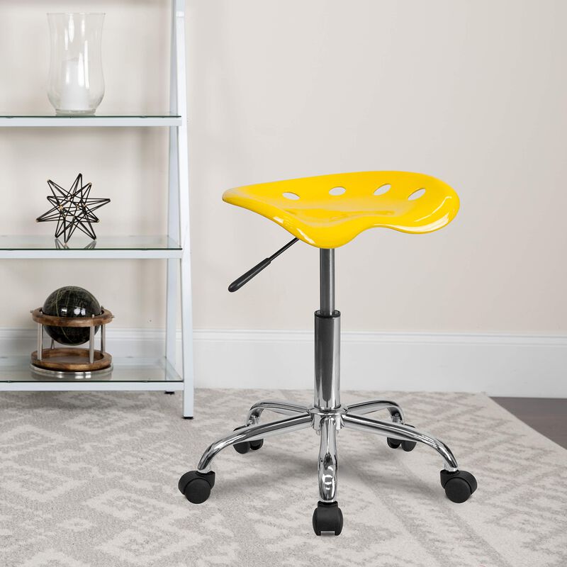 Flash Furniture Taylor Vibrant Yellow Tractor Seat and Chrome Stool image number 1