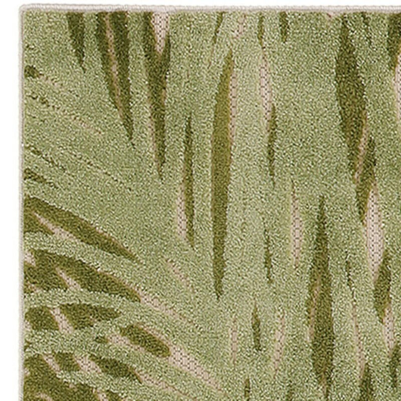 HomeRoots 6' Ivory And Green Palm Leaf Indoor Outdoor Runner Rug image number 4