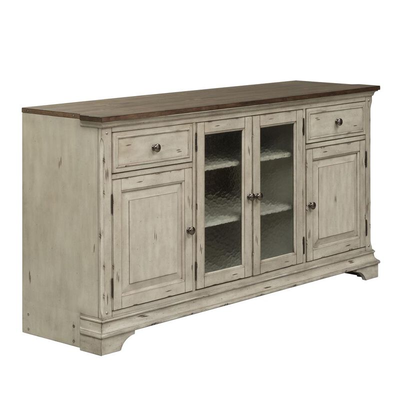 Liberty Furniture Entertainment TV Stand Antique White w/ Wirebrushed Tobacco Accents image number 0