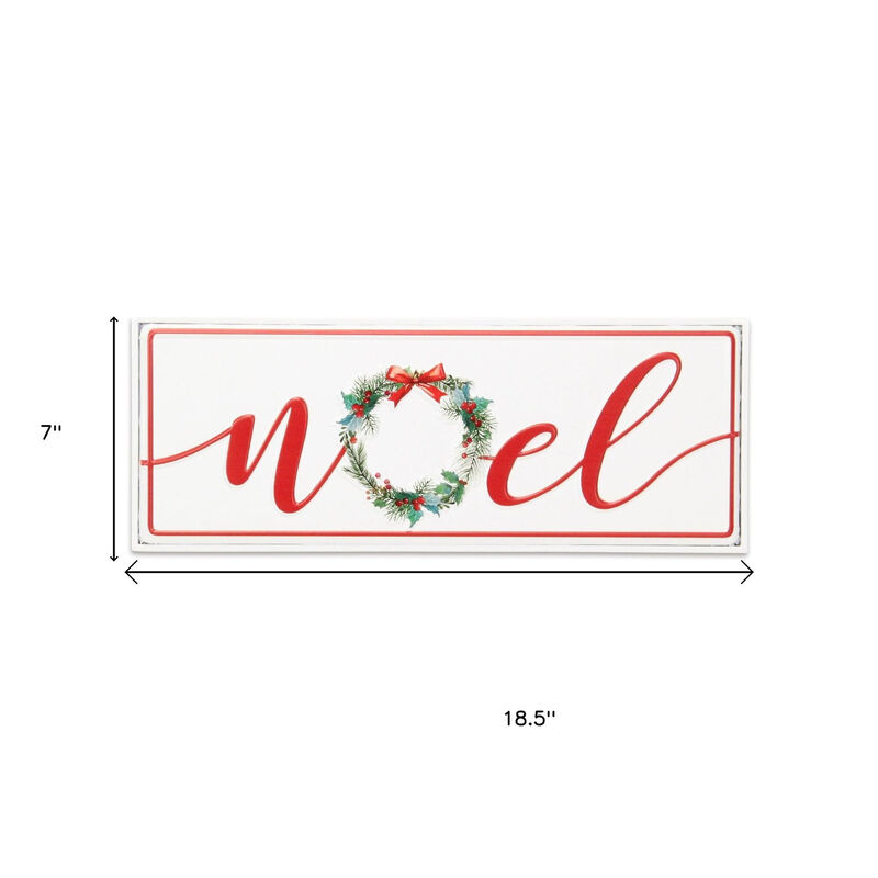 HomeRoots 7" X 19" White and Red Christmas Noel Metal Wall Decor image number 6