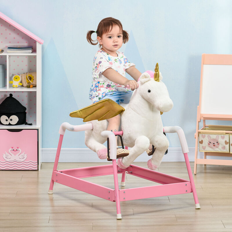 BreeBe Ride-On Unicorn Spring Rocking Horse for Kids image number 1