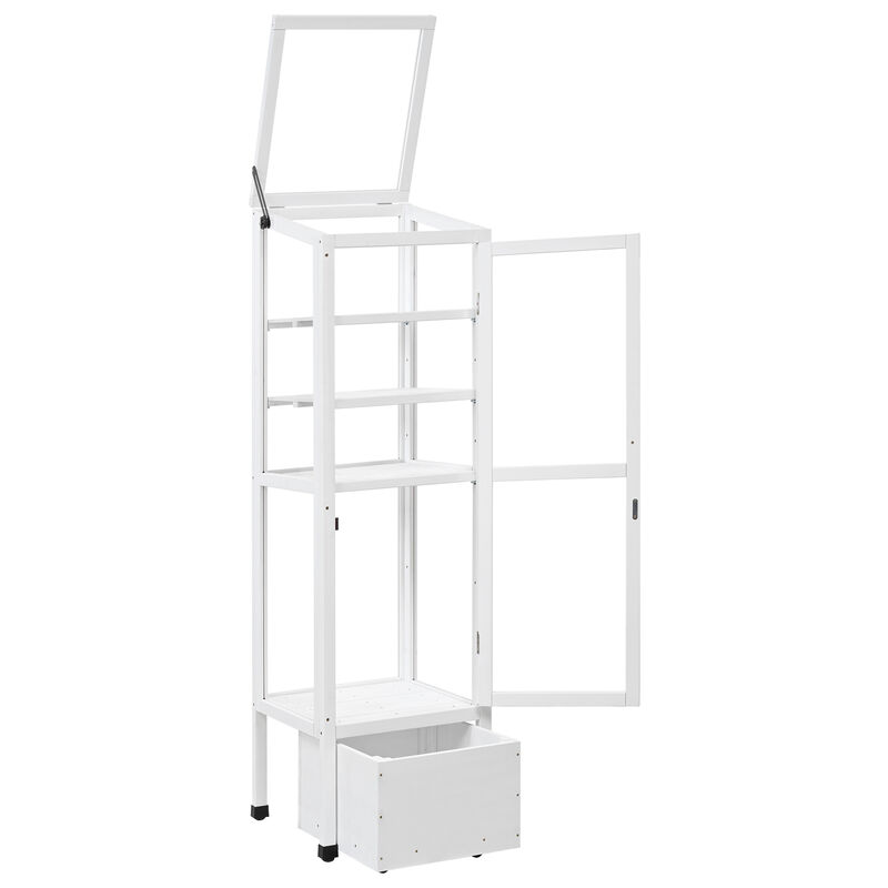 Wood Garden Greenhouse with Portable Cold Frame, Movable Storage & Adjustable Shelves