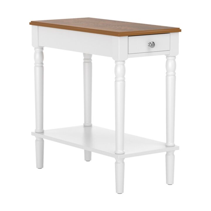 Narrow Side Table with Drawer and Open Storage Shelf